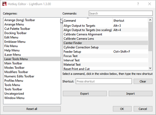 LightBurn 1.3.00 - Hotkey editor, slot resizer, and lots more improvements and fixes