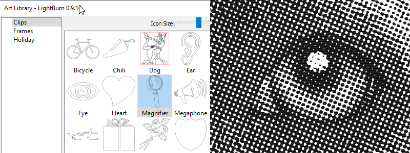 LightBurn 0.9.10 - Art Library, new capture system, Halftone images, TopWisdom support, and much more